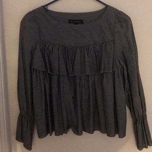 Denim pilgrim/ruffle top